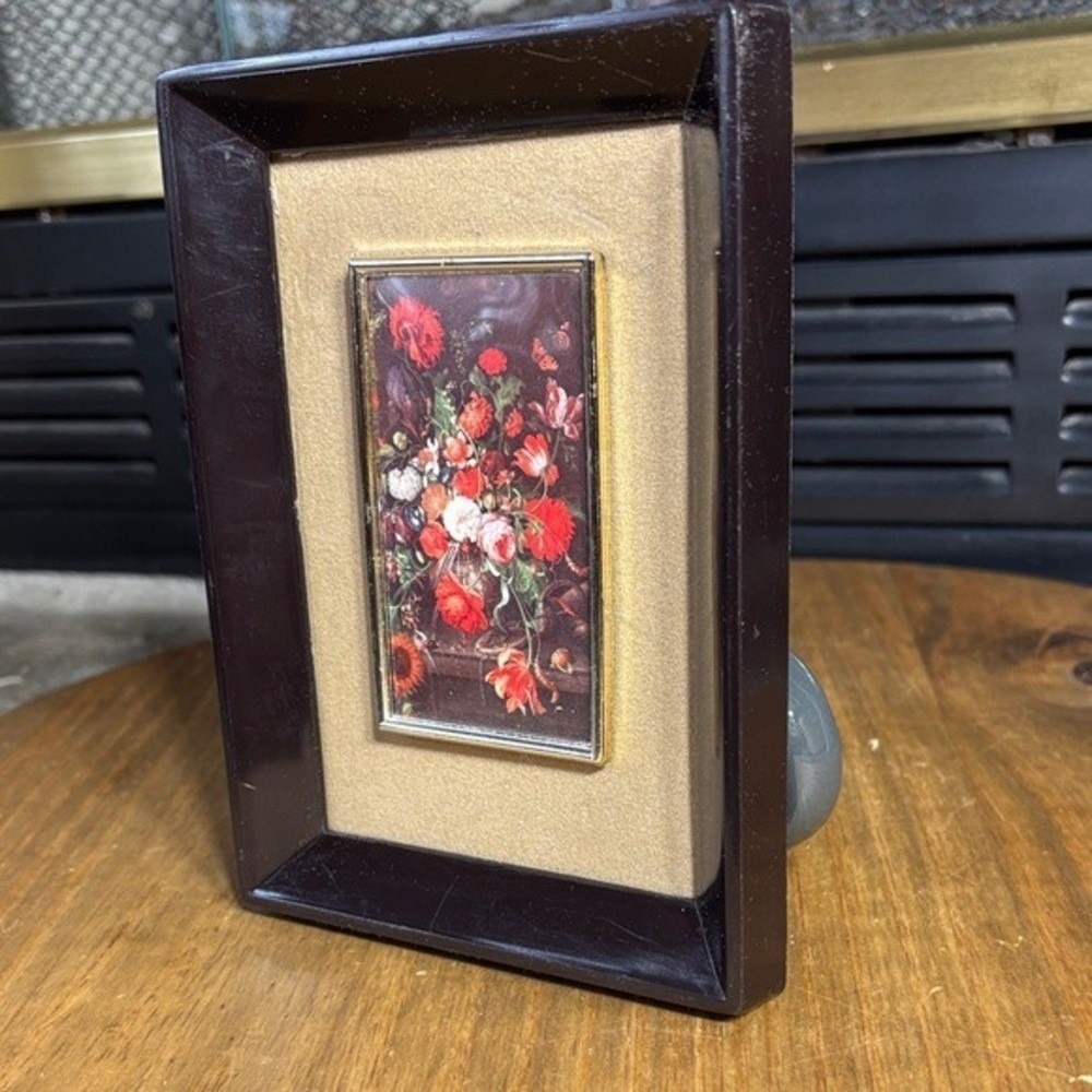 Vintage Abraham Mignon Fiori Framed Floral Art Print Layered Miniature Retro 7in - Picture 4 of 7